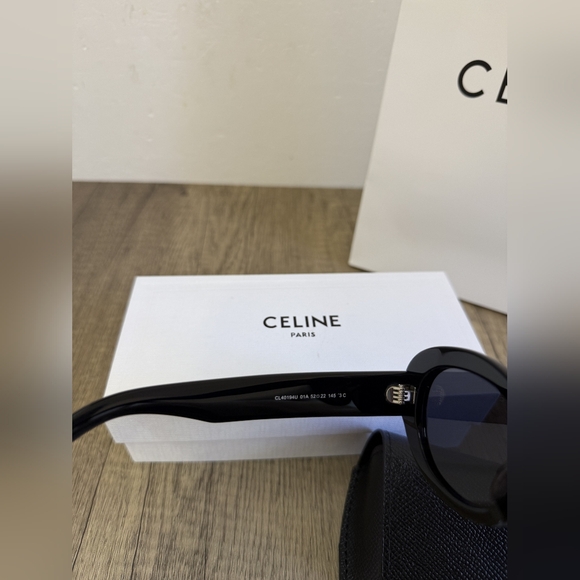 Celine Triomphe Oval Black Sunglasses - Picture 10 of 11